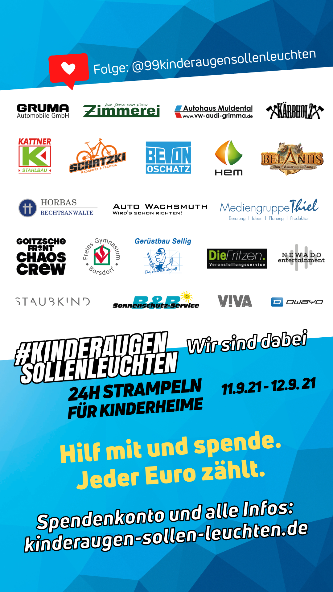 Kinderaugen sollen leuchten - Sponsoren